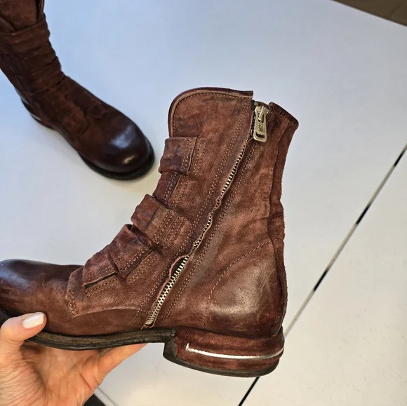 A.S.98 Leather Traver Military Boots Burgundy Women's 7.5-8 Euro 38 - Picture 10 of 12